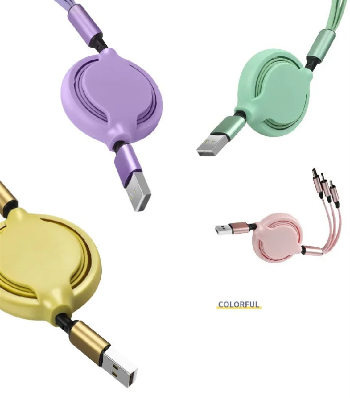 3 in1 Makaron retractable Charger cable for iPhone Android and Type C