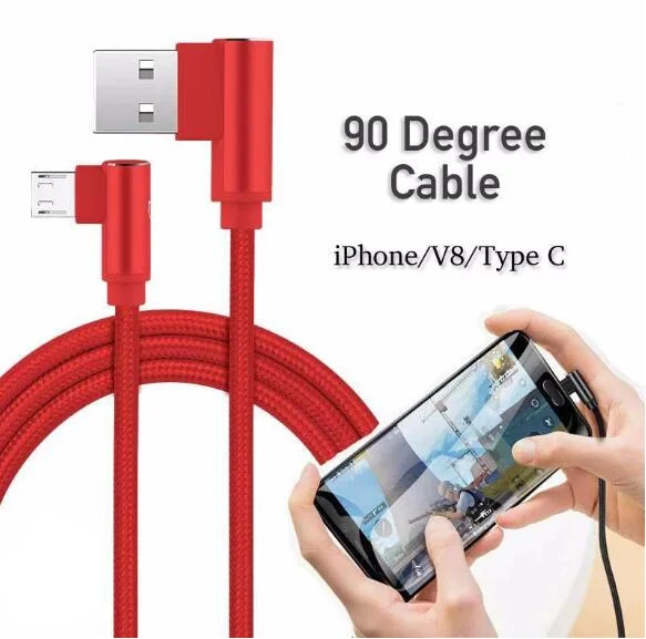 3ft 90 Degree charger cable USB Data cable for easy charging