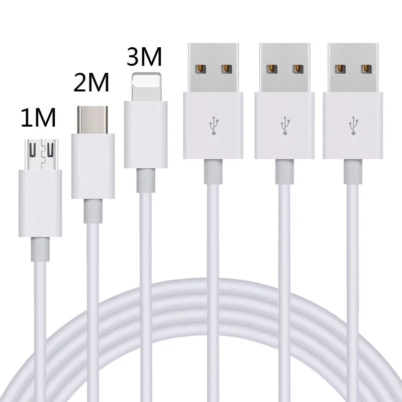 3ft 6ft 10ft Fast Charging OEM Braided USB charger cable for iPhone Android Micro USB Type C bulk in stock