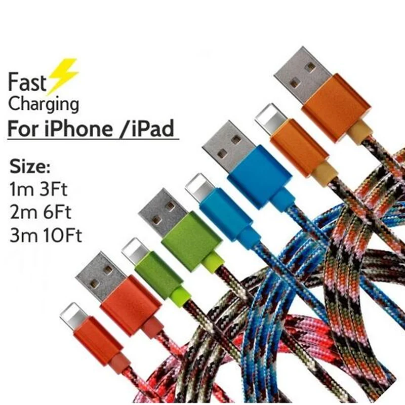 3ft super fast 2A camouflag Charger Cable for iPhone iPad Android Type C