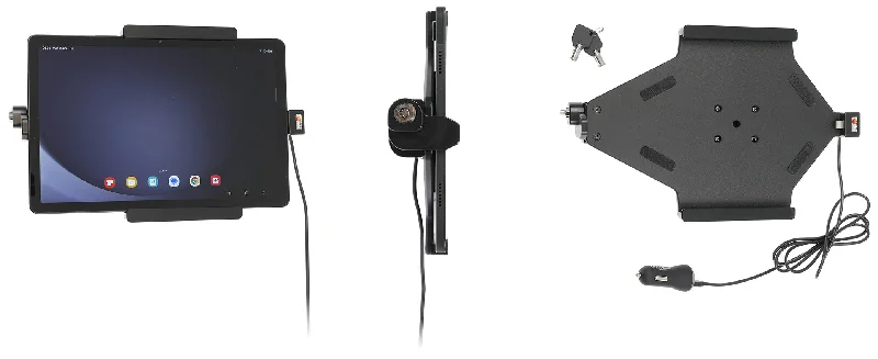 Charging Cradle with Key Lock, and USB-C Cigarette Lighter Adapter with extra USB-A Port for Samsung Galaxy Tab A9+