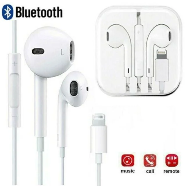 iPhone 14 13 12 11 X 8 7 Earphones with lightning pin [Calls + Music]