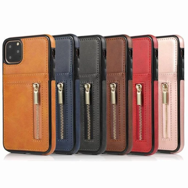 Zipper wallet case Leather phone case back cover for iphone 11 12 mini pro max