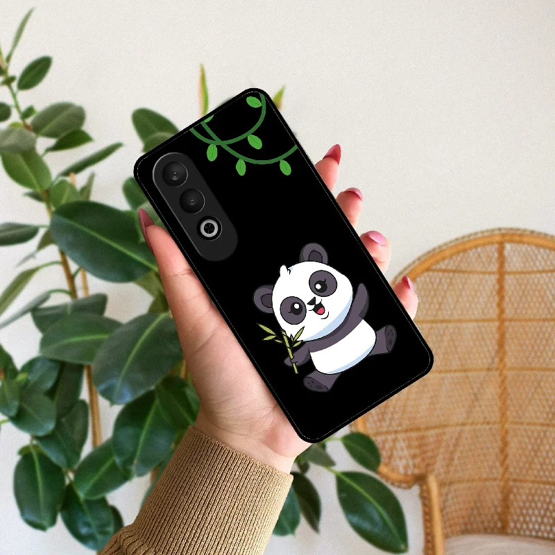 Black Panda Glass Phone Case For OnePlus