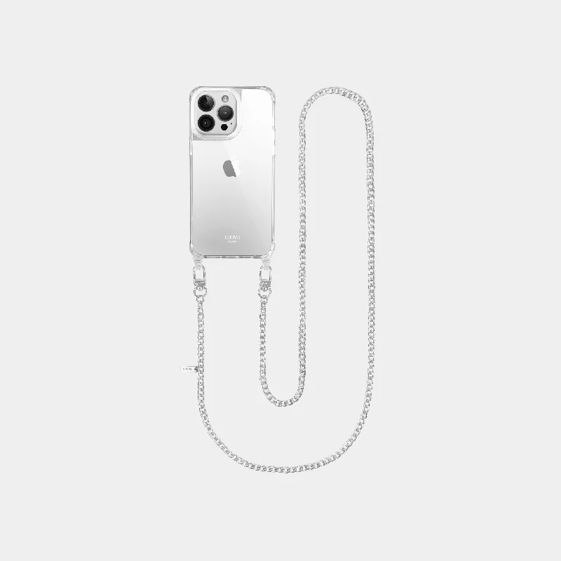 Clear Phone Case + Silver-Plated Crossbody Chain