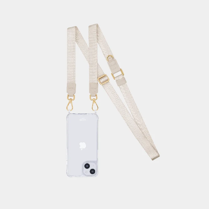 Clear Phone Case + Bone Crossbody Lanyard