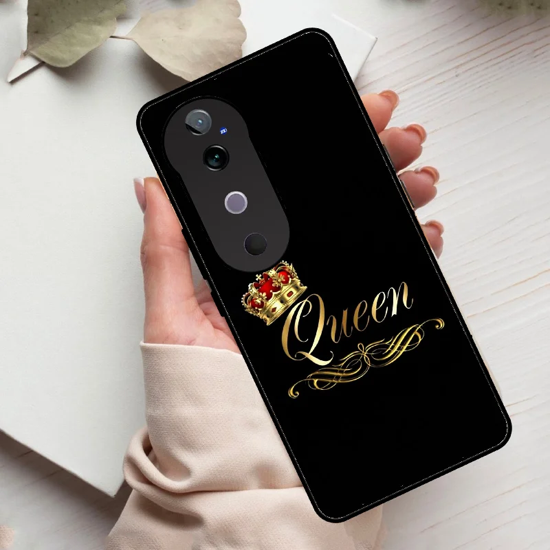 Cute Queen With Crown Glass Case For Vivo