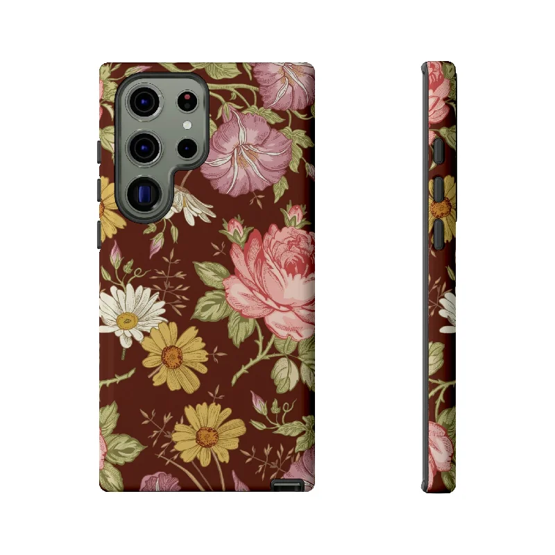 Dark red Vintage Flower Samsung Case (Protective)