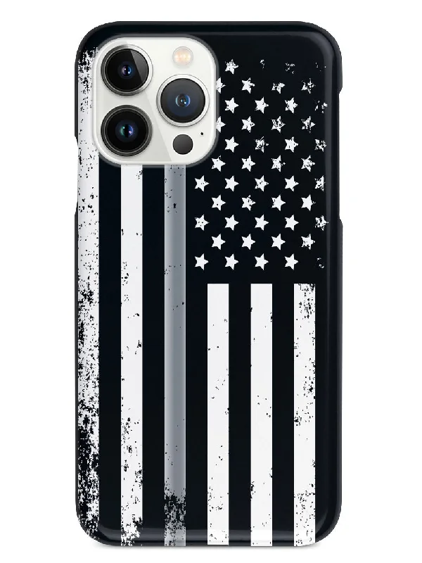 Downward American Flag - Thin Silver Line Case