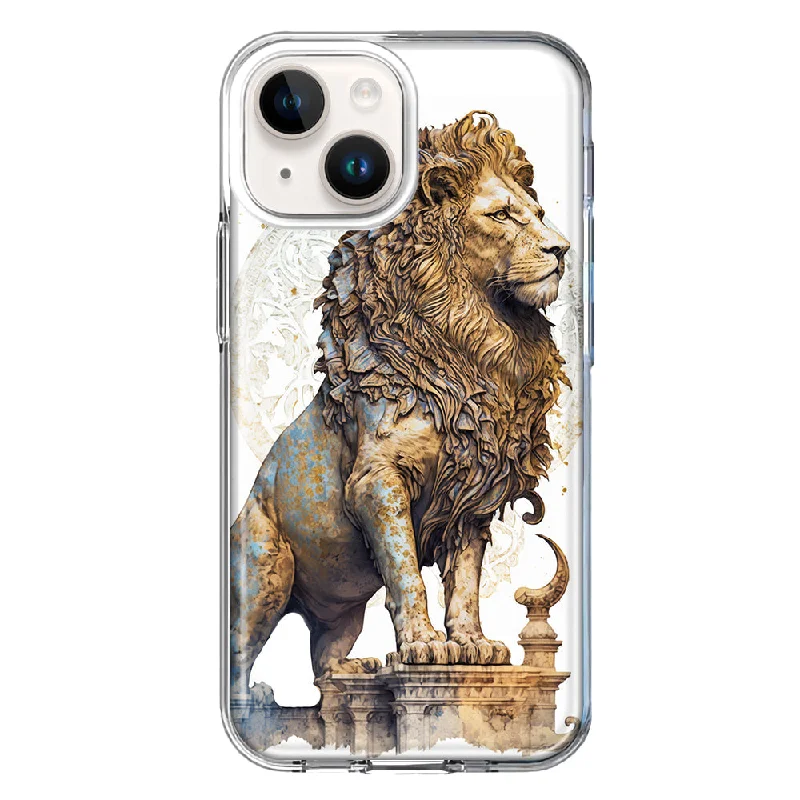 For Apple iPhone 15 Ancient Lion Sculpture Case Cover