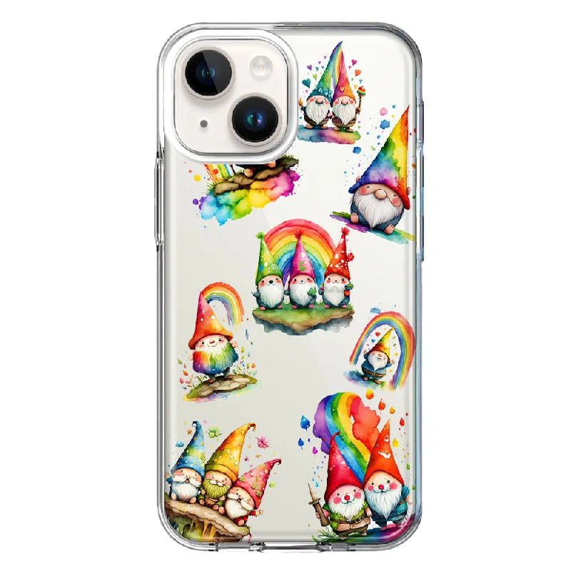 For Apple iPhone 15 Colorful Neon Glow Rainbow Gnomes Painting Case Cover