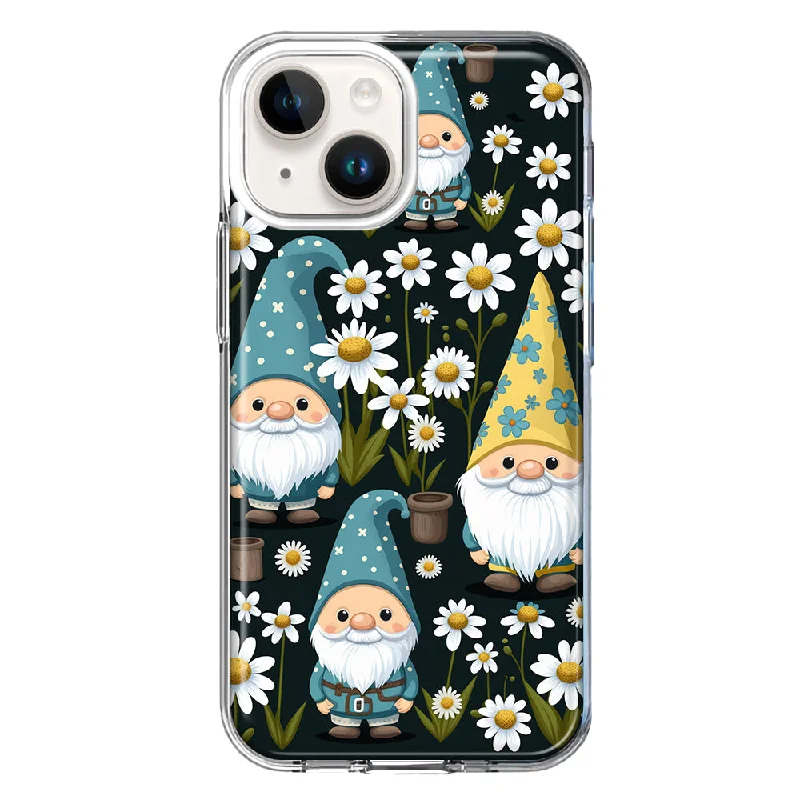 For Apple iPhone 15 Cute White Daisies Gnomes Flowers Floral Case Cover