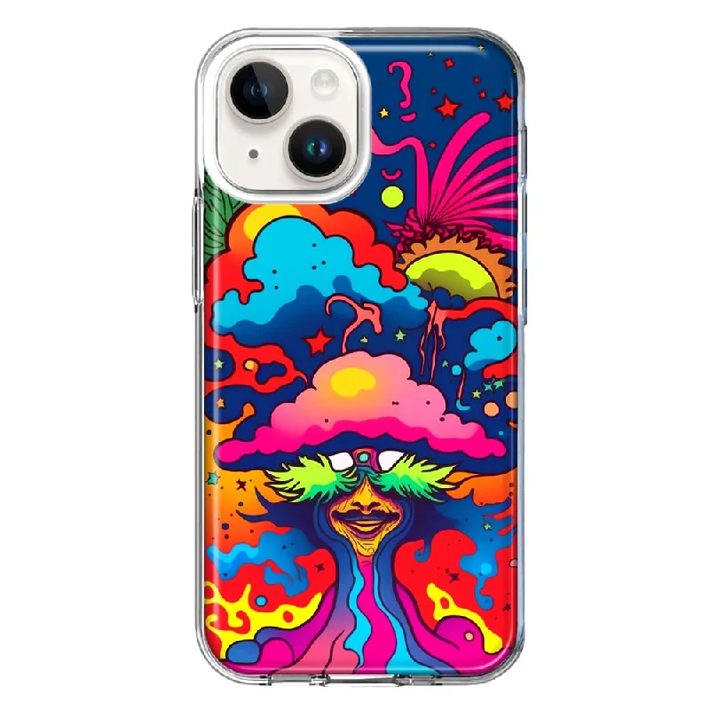 For Apple iPhone 15 Neon Rainbow Psychedelic Trippy Hippie Bomb Star Dream Case Cover