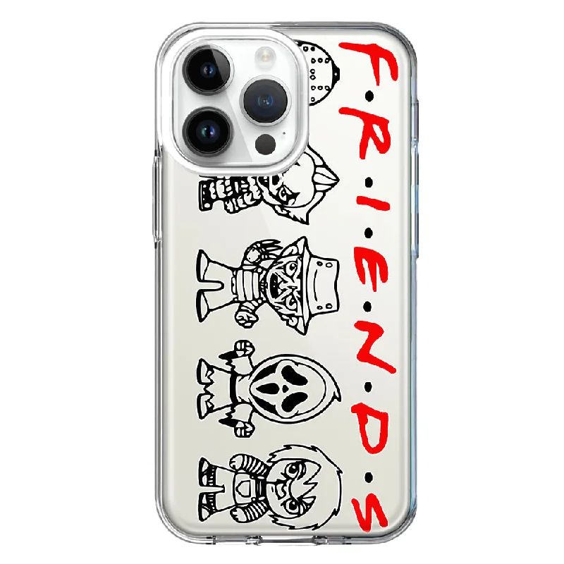 For Apple iPhone 15 Pro Cute Halloween Spooky Horror Scary Characters Friends Design Hybrid Protective Phone Case Cover