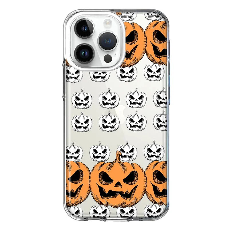 For Apple iPhone 15 Pro Halloween Spooky Horror Scary Jack O Lantern Pumpkins Design Hybrid Protective Phone Case Cover