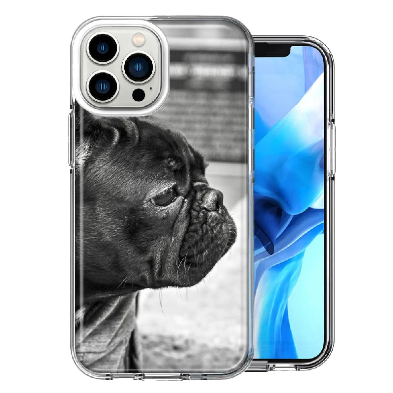 For Apple iPhone 15 Pro Max Black French Bulldog Double Layer Phone Case Cover