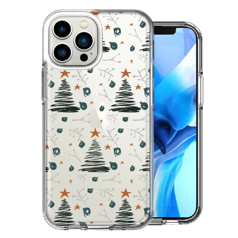 For Apple iPhone 15 Pro Max Christmas Tree Scribbles Design Double Layer Phone Case Cover