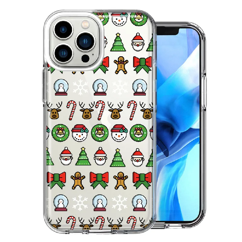 For Apple iPhone 15 Pro Max Classic Christmas Polka Dots Santa Snowman Reindeer Candy Cane Design Double Layer Phone Case Cover