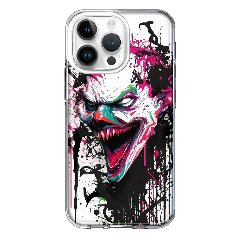 For Apple iPhone 15 Pro Max Evil Joker Face Painting Graffiti Design Hybrid Protective Phone Case Cover