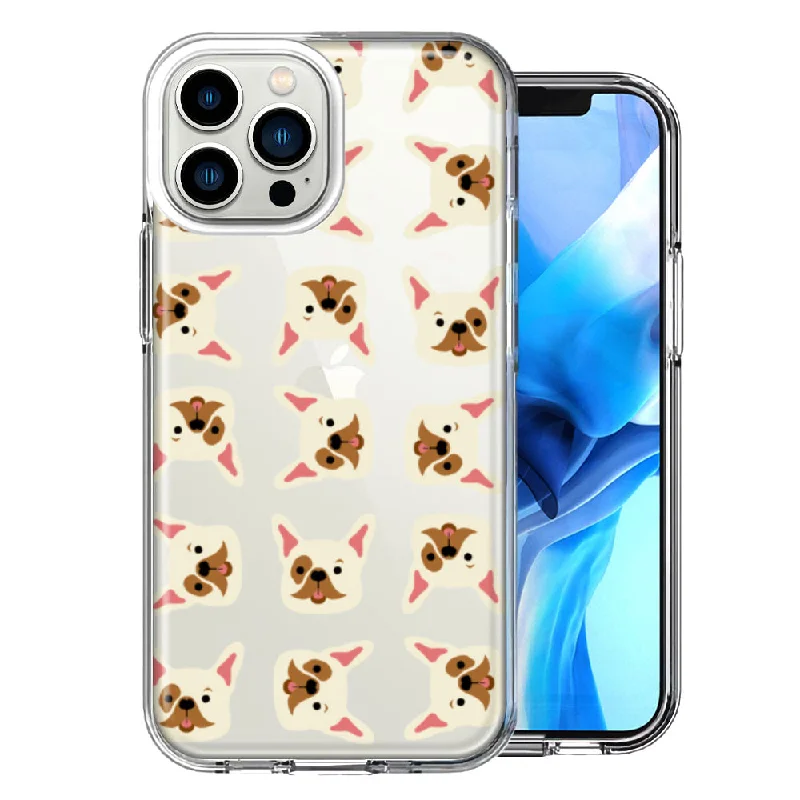 For Apple iPhone 15 Pro Max Frenchie Bulldog Polkadots Design Double Layer Phone Case Cover