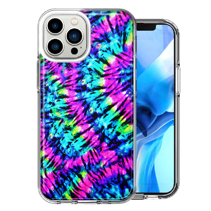 For Apple iPhone 15 Pro Max Hippie Tie Dye Double Layer Phone Case Cover