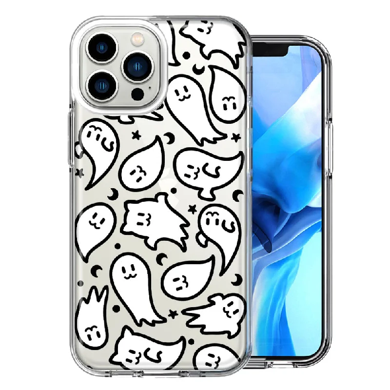 For Apple iPhone 15 Pro Max Kawaii Manga Cute Halloween Ghosts Spirits Design Double Layer Phone Case Cover