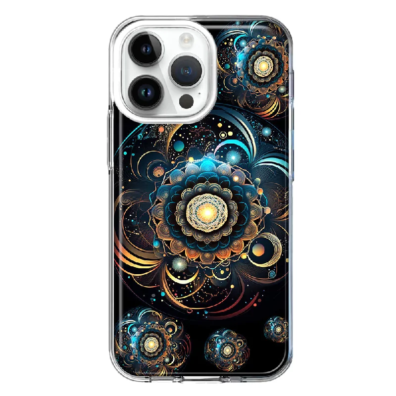 For Apple iPhone 15 Pro Max Mandala Geometry Abstract Multiverse Pattern Design Hybrid Protective Phone Case Cover