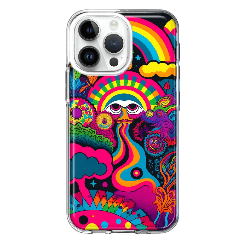 For Apple iPhone 15 Pro Max Psychedelic Trippy Hippie Night Walk Hybrid Protective Phone Case Cover