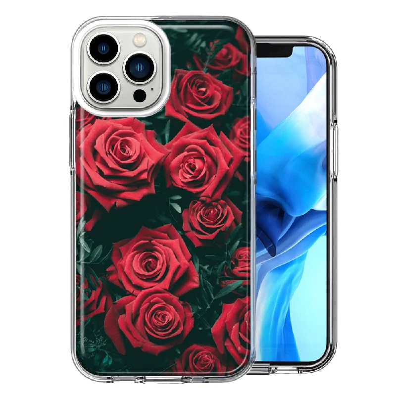 For Apple iPhone 15 Pro Max Red Roses Double Layer Phone Case Cover