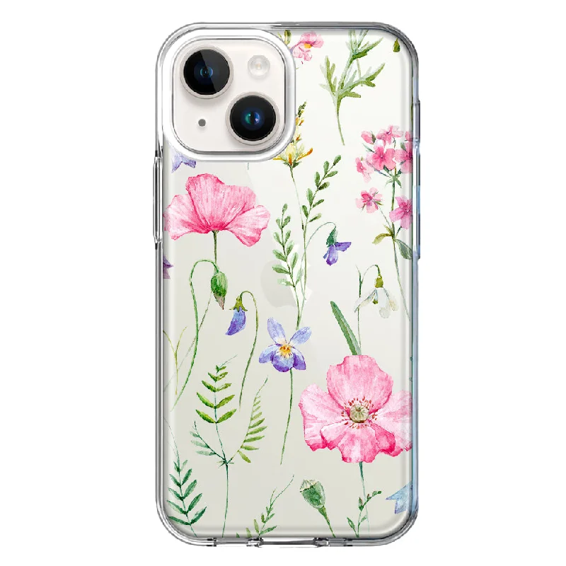 For Apple iPhone 15 Spring Pastel Wild Flowers Summer Classy Elegant Beautiful Case Cover