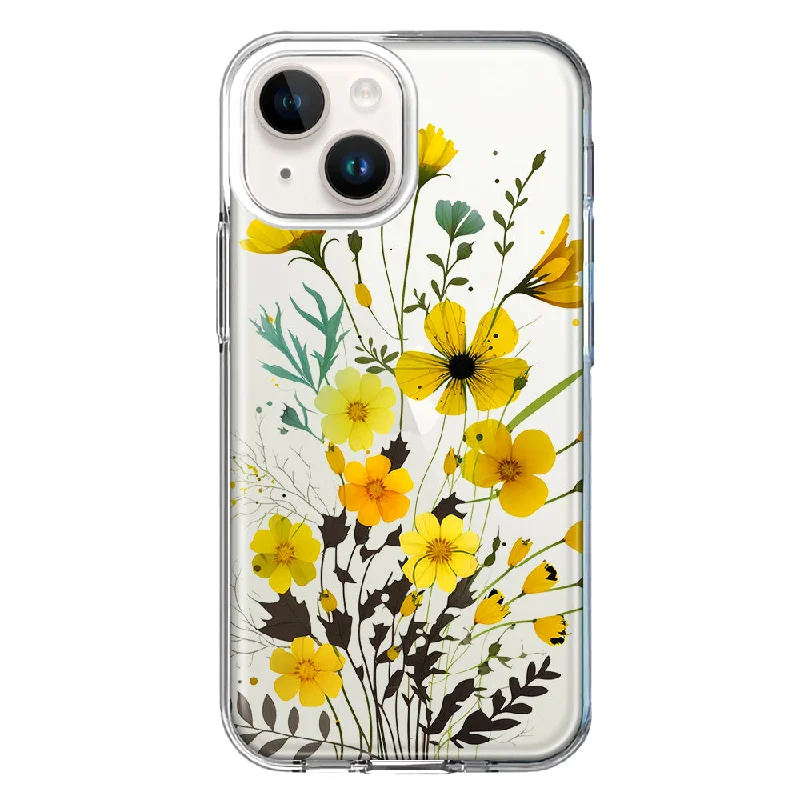 For Apple iPhone 15 Yellow Summer Flowers Floral Case Cover