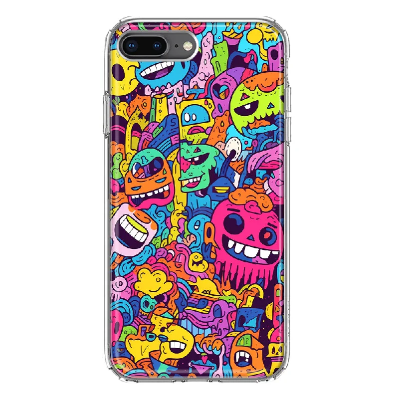 For Apple iPhone 7/8 Plus Psychedelic Trippy Happy Characters Pop Art Design Hybrid Protective Phone Case Cover