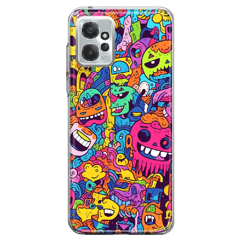 For Motorola Moto G Power 5G 2023 Psychedelic Trippy Happy Characters Pop Art Design Hybrid Protective Phone Case Cover