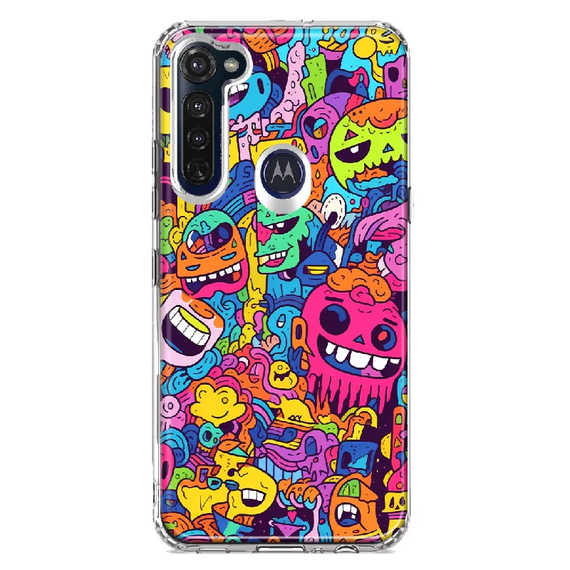 For Motorola Moto G Stylus Psychedelic Trippy Happy Characters Pop Art Design Hybrid Protective Phone Case Cover