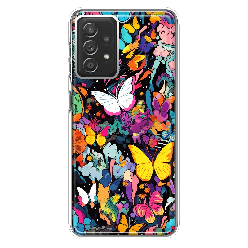 For Samsung Galaxy A72 Psychedelic Trippy Butterflies Pop Art Design Hybrid Protective Phone Case Cover