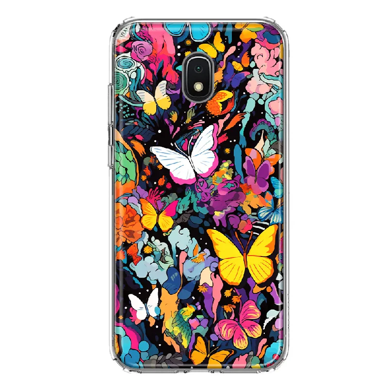 For Samsung Galaxy J7 (2018) Star/Crown/Aura Psychedelic Trippy Butterflies Pop Art Design Hybrid Protective Phone Case Cover