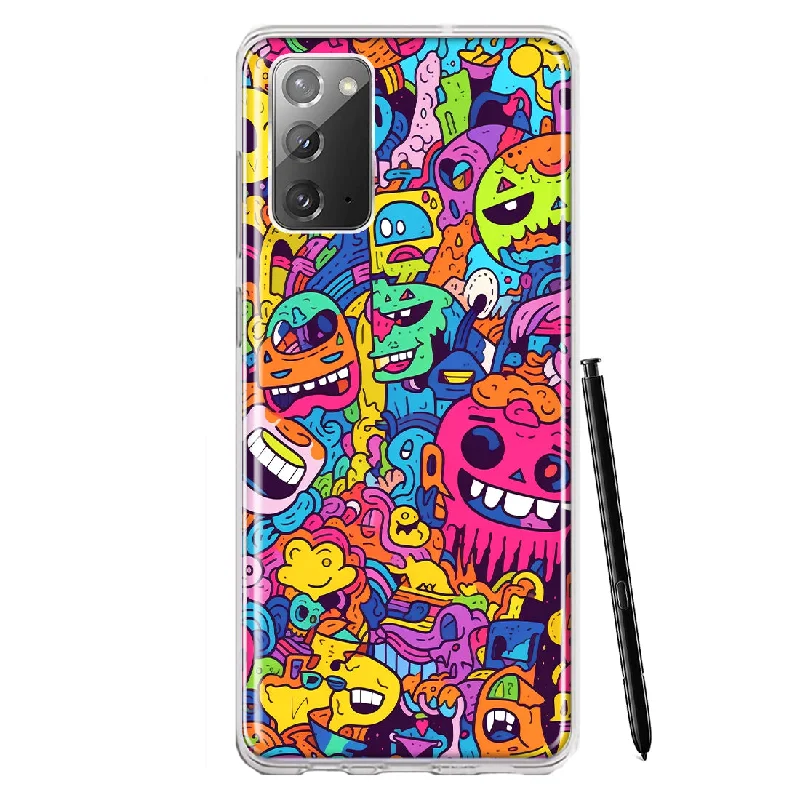 For Samsung Galaxy Note 20 Psychedelic Trippy Happy Characters Pop Art Design Hybrid Protective Phone Case Cover