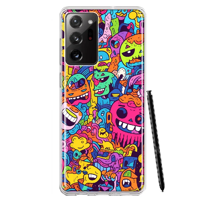 For Samsung Galaxy Note 20 Ultra Psychedelic Trippy Happy Characters Pop Art Design Hybrid Protective Phone Case Cover