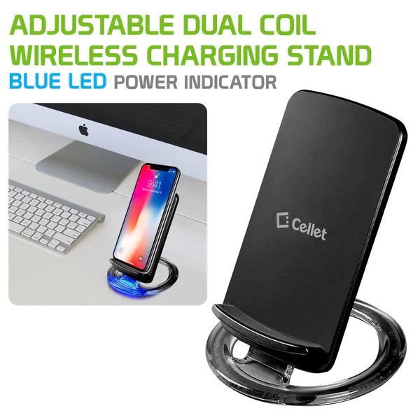 Wireless Charger #205 = Wireless Charging Pad, Adjustable Dual Coil Wireless Charging Stand