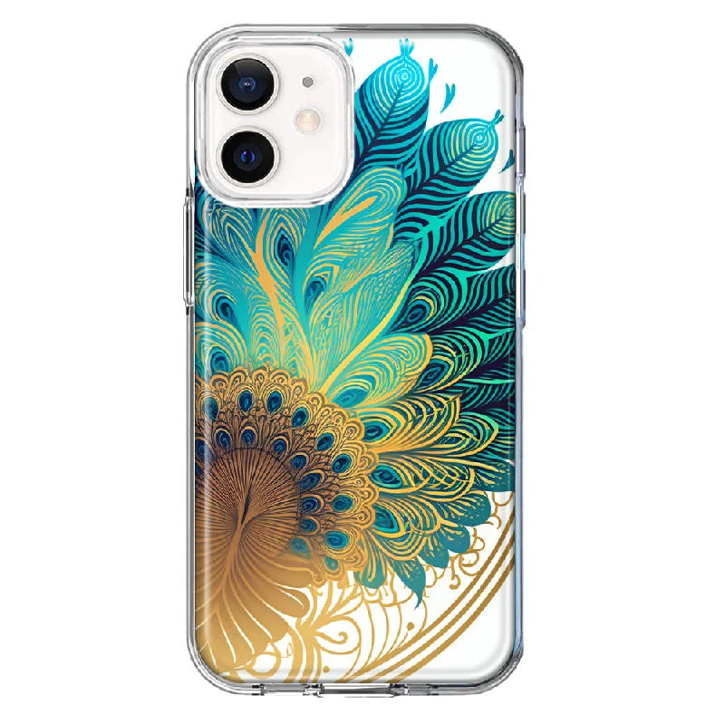 For Apple iPhone 11 Mandala Geometry Abstract Peacock Feather Pattern Design Hybrid Protective Phone Case Cover