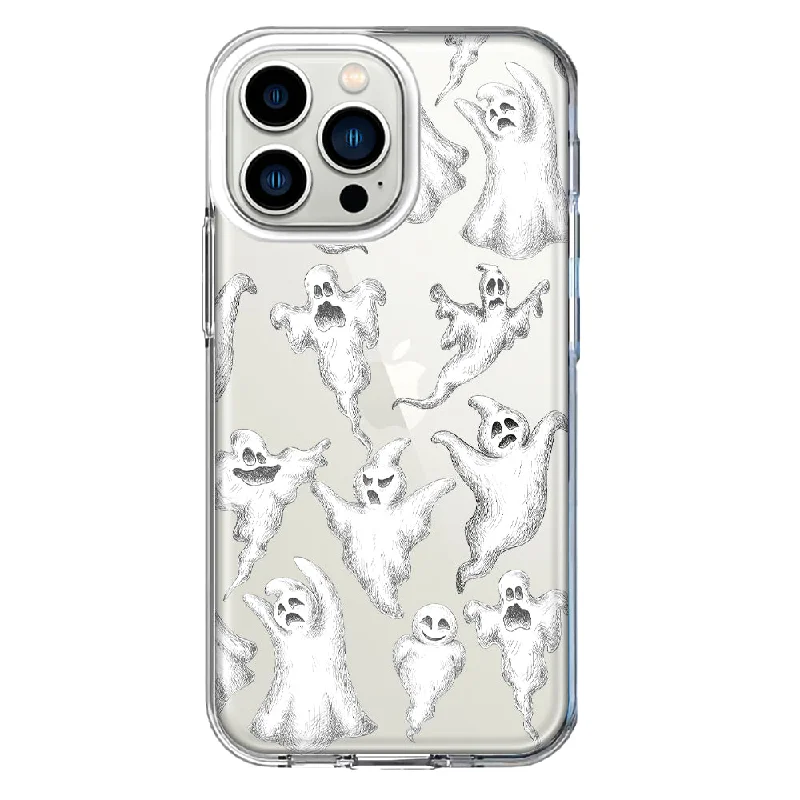 For Apple iPhone 13 Pro Cute Halloween Spooky Floating Ghosts Horror Scary Design Hybrid Protective Phone Case Cover