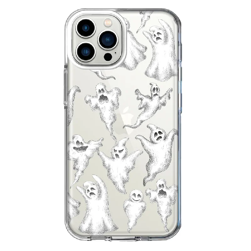 For Apple iPhone 13 Pro Max Cute Halloween Spooky Floating Ghosts Horror Scary Design Hybrid Protective Phone Case Cover