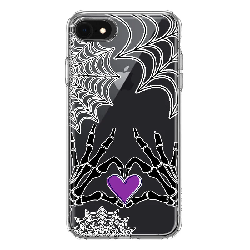 For Apple iPhone 6/7/8/SE 2020/SE 3 2022 Halloween Skeleton Heart Hands Spooky Spider Web Design Hybrid Protective Phone Case Cover