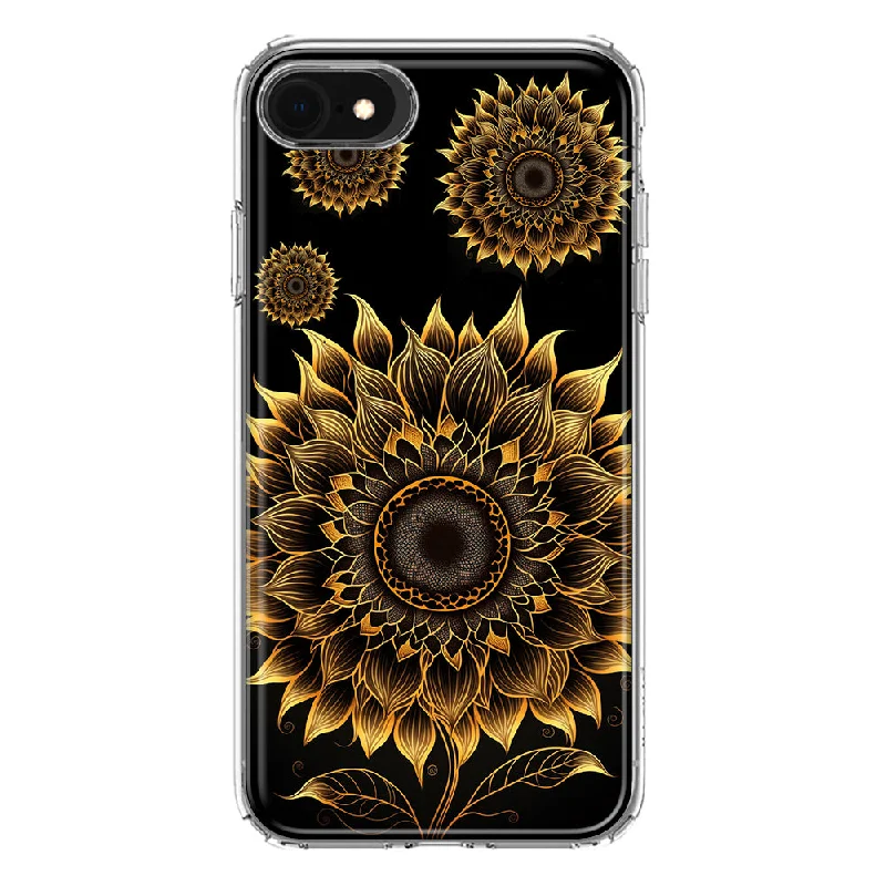 For Apple iPhone 6/7/8/SE 2020/SE 3 2022 Mandala Geometry Abstract Sunflowers Pattern Design Hybrid Protective Phone Case Cover