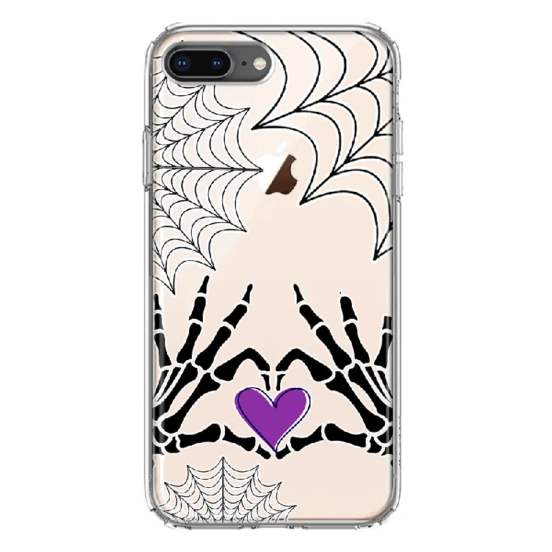 For Apple iPhone 7/8 Plus Halloween Skeleton Heart Hands Spooky Spider Web Design Hybrid Protective Phone Case Cover