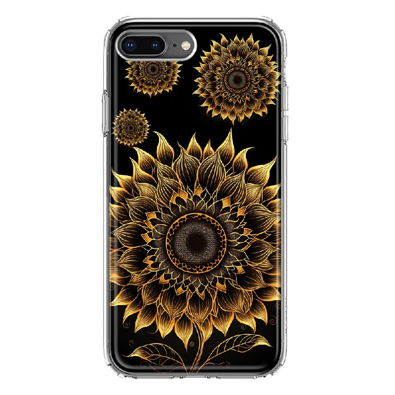 For Apple iPhone 7/8 Plus Mandala Geometry Abstract Sunflowers Pattern Design Hybrid Protective Phone Case Cover