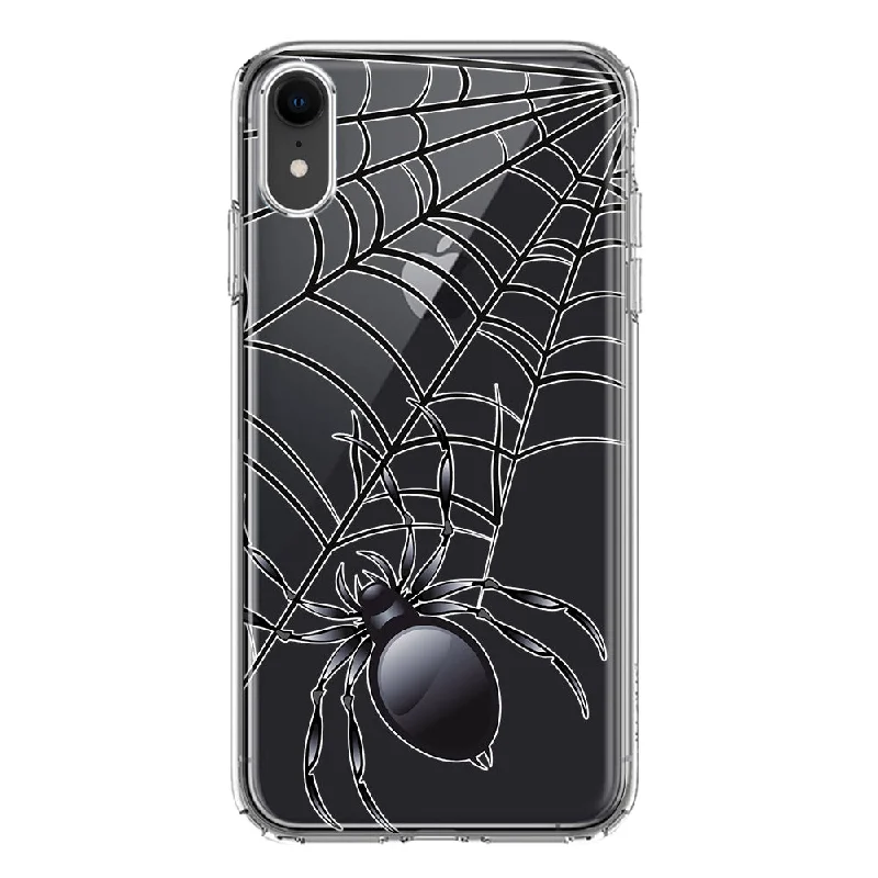 For Apple iPhone XR Creepy Black Spider Web Halloween Horror Spooky Design Hybrid Protective Phone Case Cover