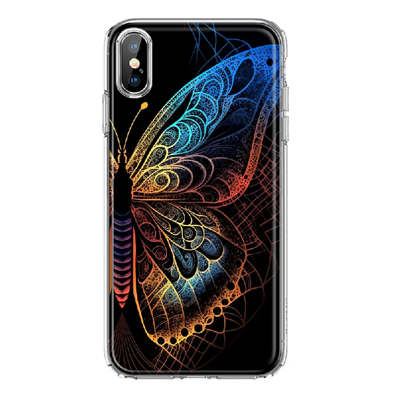 For Apple iPhone XS Max Mandala Geometry Abstract Butterfly Pattern Design Hybrid Protective Phone Case Cover