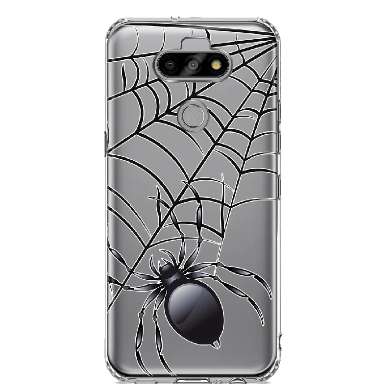 For LG Aristo 5/Phoenix 5/Risio 4 Creepy Black Spider Web Halloween Horror Spooky Design Hybrid Protective Phone Case Cover