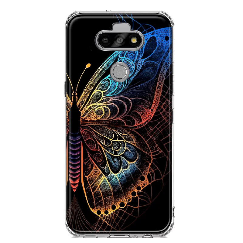 For LG Aristo 5/Phoenix 5/Risio 4 Mandala Geometry Abstract Butterfly Pattern Design Hybrid Protective Phone Case Cover